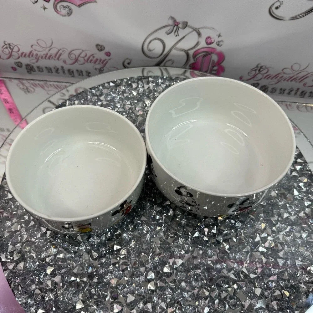 Disney Mickey Mouse White set of 2 Bowls with Red, Yellow and Black Accents